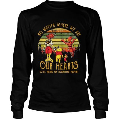 Poohs friends no matter where we are our hearts will bring us together again sunset longsleeve tee