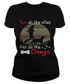 Run all the miles pet all the dogs retro ladies tee