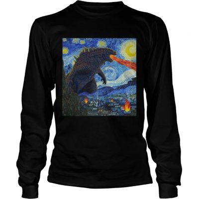 Starry Night Godzilla longsleeve tee