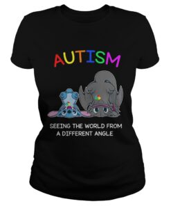 Stitch and Toothless Autism seeing the world from a different angle ladies tee