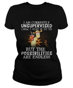 Tiger I am currently unsupervised I know it Freaks Me out too but the possibilities are endless ladies tee