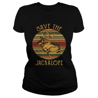 Vintage Save The Jackalope Funny Rabbit With Horn ladies tee