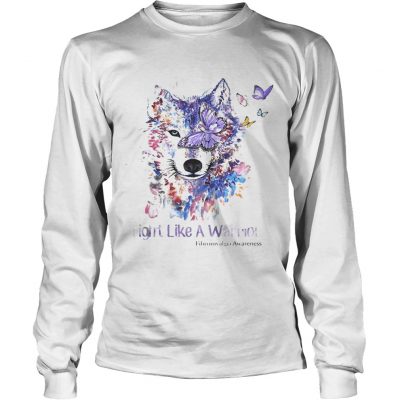 Wolf fight like a warrior fibromyalgia awareness longsleeve tee