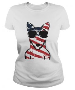 4th Of July Bull Terrier American Flag ladies tee