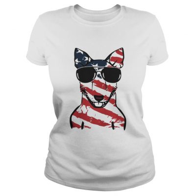 4th Of July Bull Terrier American Flag ladies tee