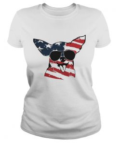 4th Of July Chihuahua American Flag ladies tee