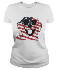 4th Of July Golden Retriever American Flag ladies tee