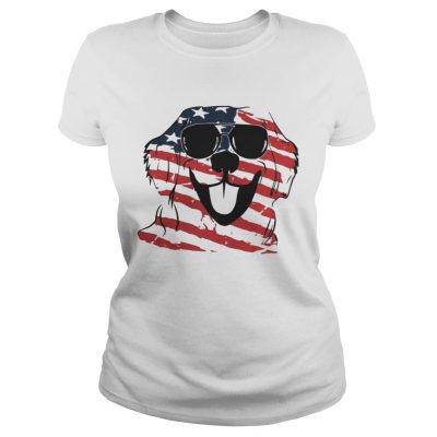 4th Of July Golden Retriever American Flag ladies tee