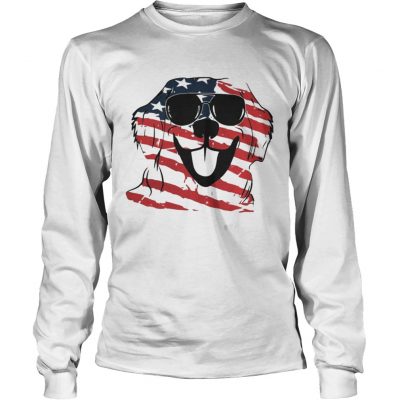 4th Of July Golden Retriever American Flag longsleeve tee