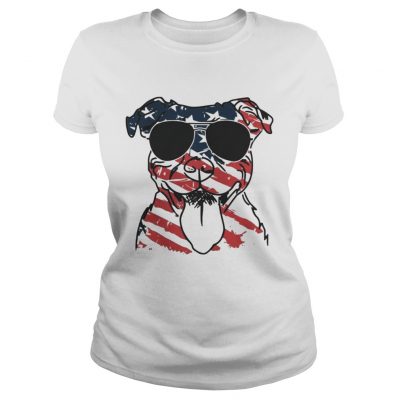 4th Of July Pitbull American Flag ladies tee