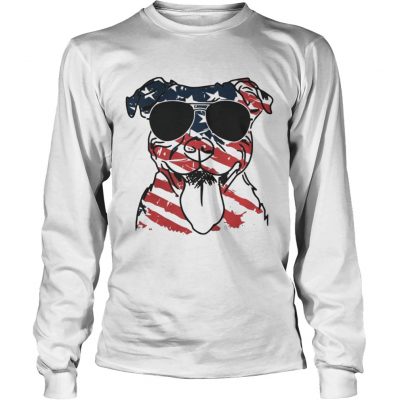 4th Of July Pitbull American Flag longsleeve tee