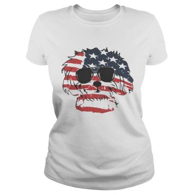 4th Of July Shih Tzu American Flag ladies tee