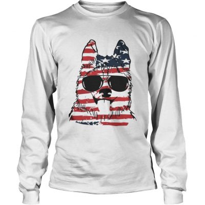 4th Of July Siberian Husky American Flag longsleeve tee