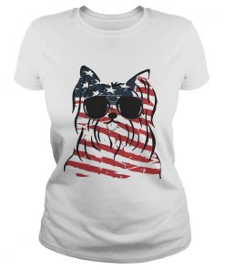 4th Of July Yorkshire Terrier American Flag ladies tee