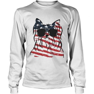 4th Of July Yorkshire Terrier American Flag longsleeve tee