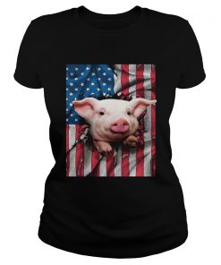 American Flag Pig ladies tee