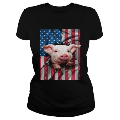 American Flag Pig ladies tee