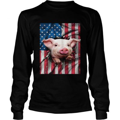 American Flag Pig longsleeve tee