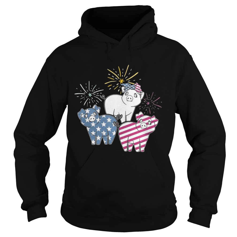 American Flag Pigs For Independence Day Funny T Hoodie