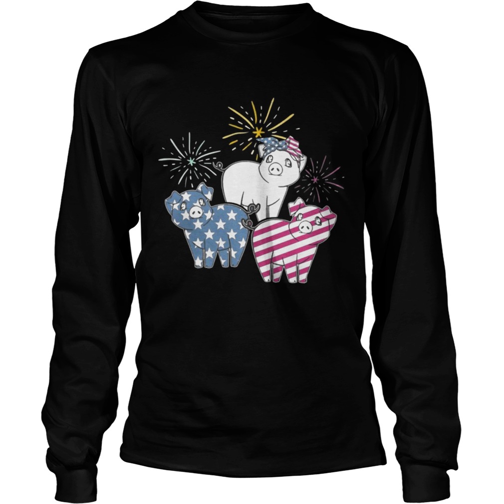 American Flag Pigs For Independence Day Funny T LongSleeve