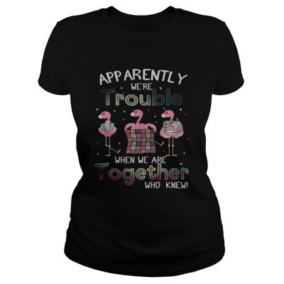 Apparently were trouble when we are together flamingo quilting ladies tee