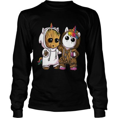 Baby Groot And Unicorn longsleeve tee