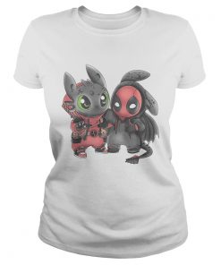 Baby Toothless and Deadpool ladies tee