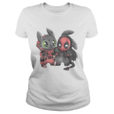 Baby Toothless and Deadpool ladies tee