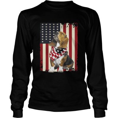 Basset Hound American flag longsleeve tee