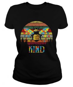 Bee Kind Autism Awareness vintage sunset ladies tee