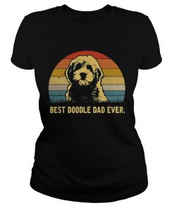 Best Doodle Dad Ever vintage sunset ladies tee