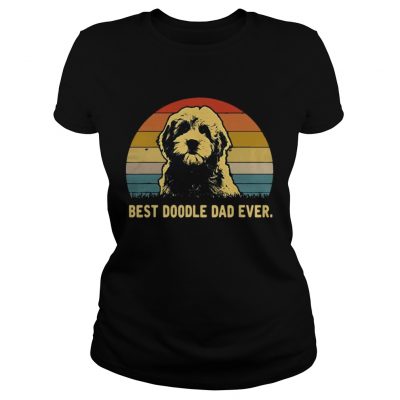 Best Doodle Dad Ever vintage sunset ladies tee