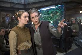 Billie Lourd and Carrie Fisher on the set of Star Wars The Force Awakens