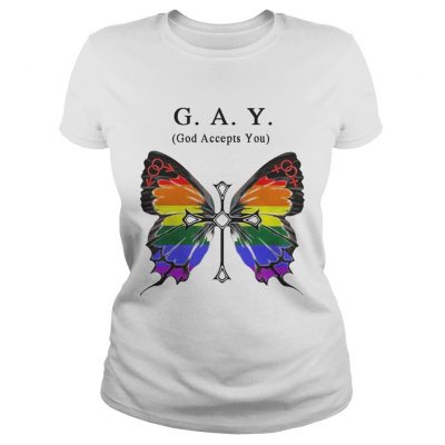 Butterfly Gay God Accepts You ladies tee