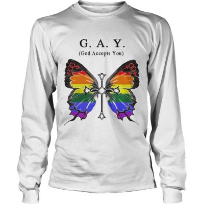 Butterfly Gay God Accepts You longsleeve tee