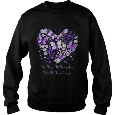 Butterfly cancer ribbon You may not remember but Ill never forget sweatshirt