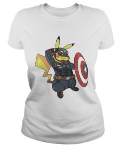 Captain America Pikachu Marvel Avenger ladies tee