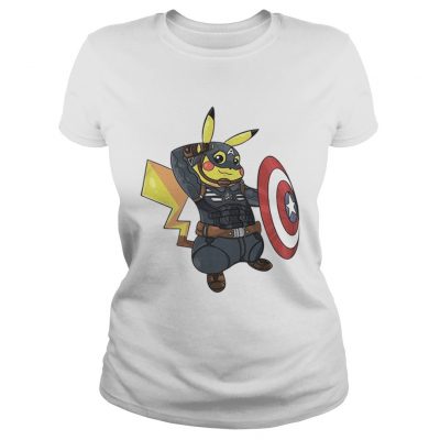 Captain America Pikachu Marvel Avenger ladies tee