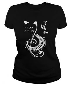 Cat treble clef love music ladies tee