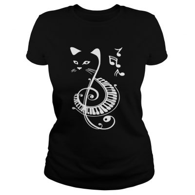 Cat treble clef love music ladies tee