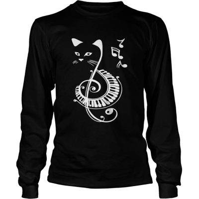 Cat treble clef love music longsleeve tee