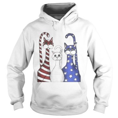 Cats red white and blue American flag hoodie