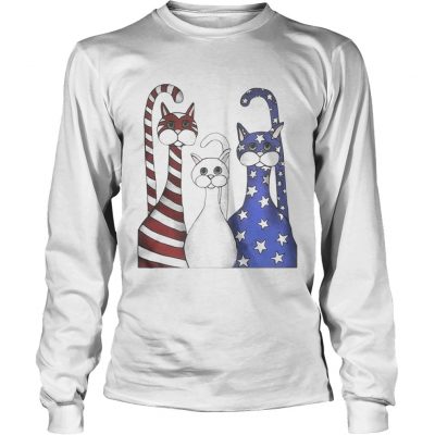 Cats red white and blue American flag longsleeve tee