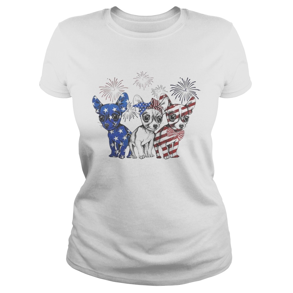 Chihuahua blue white and red American flag Classic Ladies