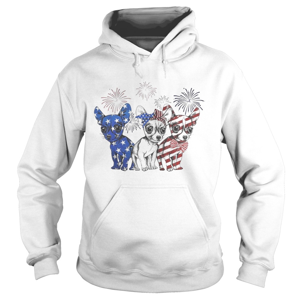 Chihuahua blue white and red American flag Hoodie