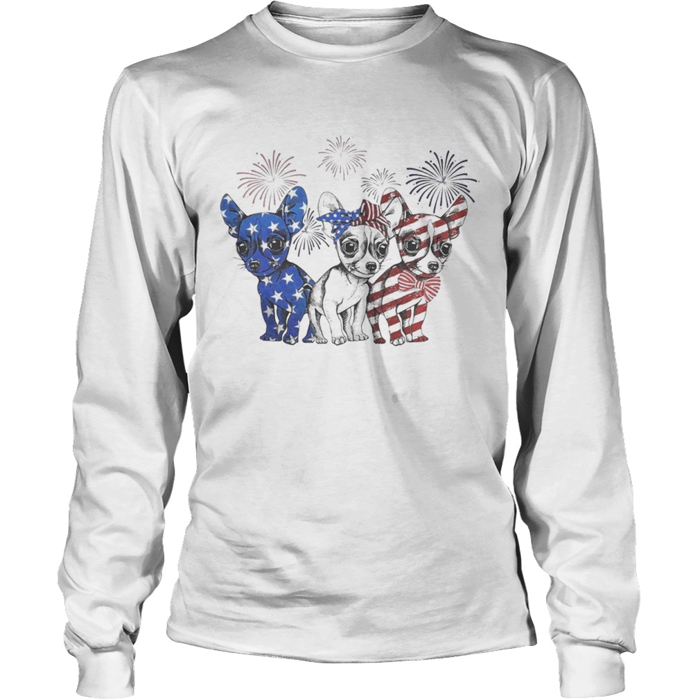 Chihuahua blue white and red American flag LongSleeve