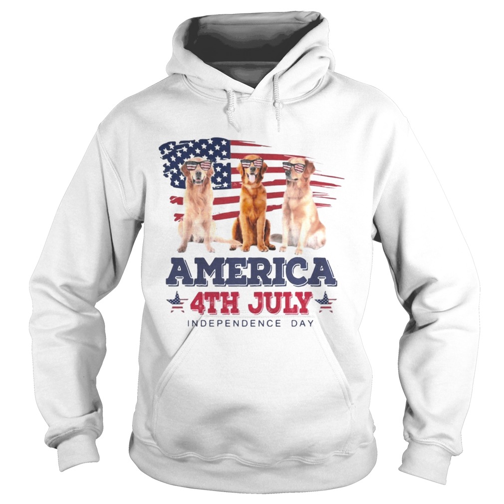 Cool Golden Retriever America 4th July Independence Day T Hoodie