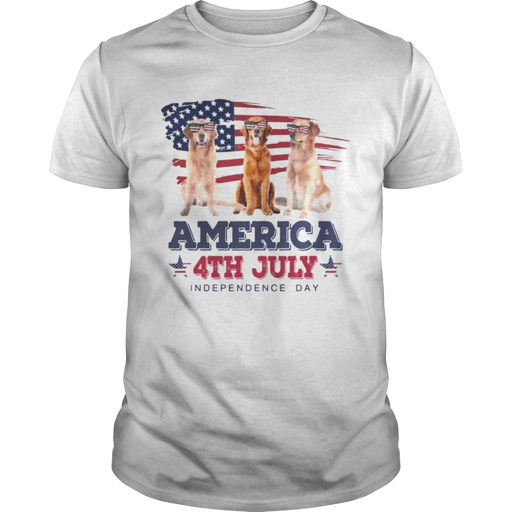 Cool Golden Retriever America 4th July Independence Day Tshirt