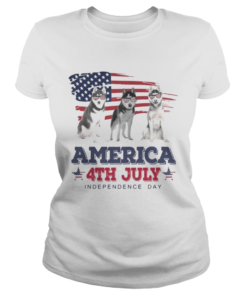 Cool Husky America 4th July Independence Day T Classic Ladies