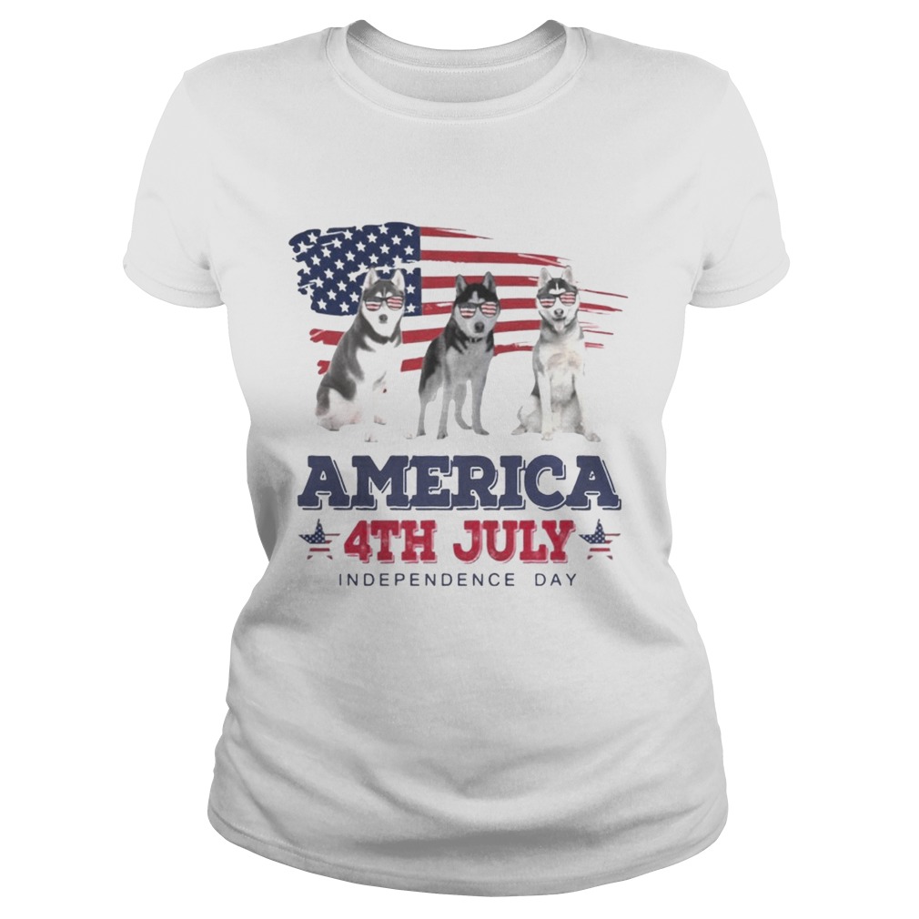 Cool Husky America 4th July Independence Day T Classic Ladies